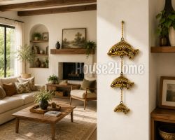 House2Home El Yapımı Pirinç Balık Duvar Süsü 34 cm – Dekoratif Balık Figürlü Duvar Aksesuarı