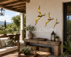 House2Home El Yapımı Pirinç 3'lü Kuş Duvar Süsü Seti – Dekoratif Kuş Figürleri