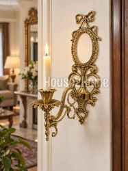 House2Home El Yapımı Pirinç Çerçeveli Aplik Mumluk