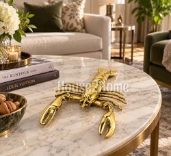 House2Home El Yapımı Pirinç Istakoz Biblo Dekoratif Obje