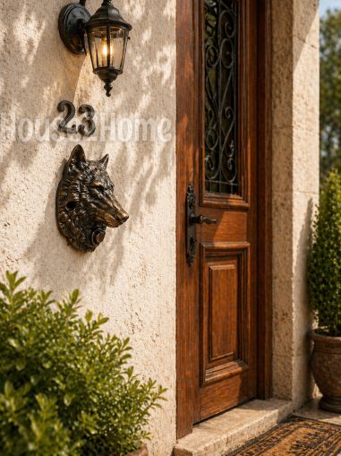 House2home El Yapımı Pirinç  Kurt Kapı Zili Bakır