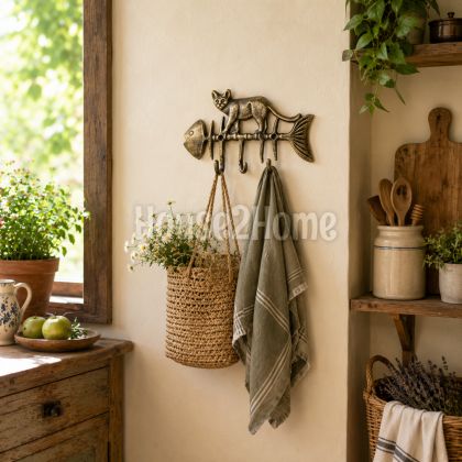 House2Home El Yapımı Pirinç Kedi Kılçık Askı 