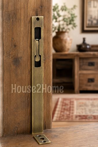 House2Home El Yapımı Pirinç Gömme Sürgü Kapı Kilidi 30 cm – Dekoratif Vintage Sürgü