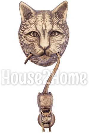 House2Home El Yapımı Pirinç Kedi Fare Kapı Tokmağı Tak Tak. Antik Sarı