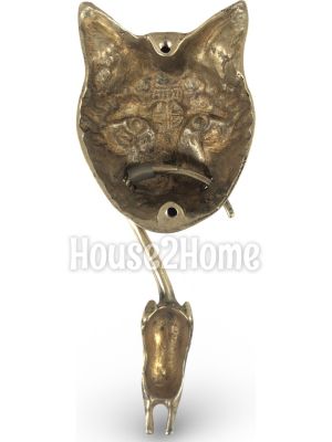 House2Home El Yapımı Pirinç Kedi Fare Kapı Tokmağı Tak Tak. Sarı Siyah 