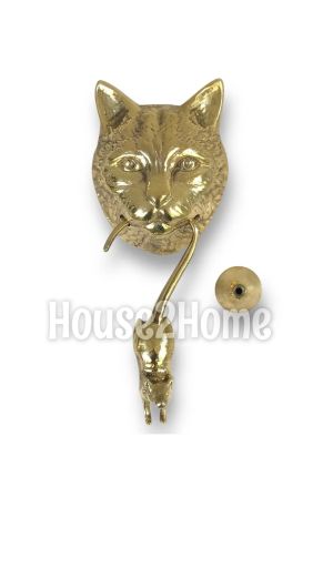 House2Home El Yapımı Pirinç Kedi Fare Kapı Tokmağı Tak Tak. Sarı