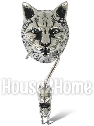 House2Home El Yapımı Pirinç Kedi Fare Kapı Tokmağı Tak Tak. Antik Gümüş Siyah