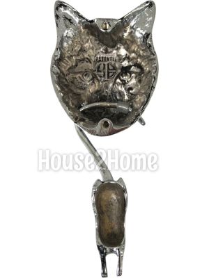 House2Home El Yapımı Pirinç Kedi Fare Kapı Tokmağı Tak Tak. Antik Gümüş Siyah