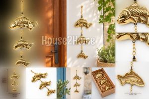 House2Home El Yapımı Pirinç Balık Duvar Süsü 34 cm – Dekoratif Balık Figürlü Duvar Aksesuarı