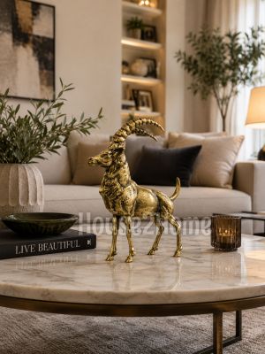 House2home El Yapımı Pirinç Dağ Keçisi Biblo