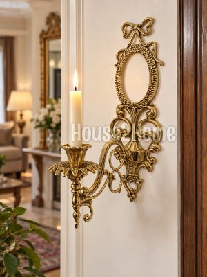 House2Home El Yapımı Pirinç Çerçeveli Aplik Mumluk