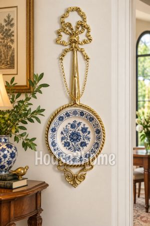 House2Home El Yapımı Pirinç Dekoratif Tabak Askısı – Çerçeveli Duvar Tabaklık