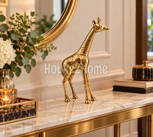 House2Home El Yapımı Pirinç Erkek Zürafa Dekoratif Obje Biblo 25 cm